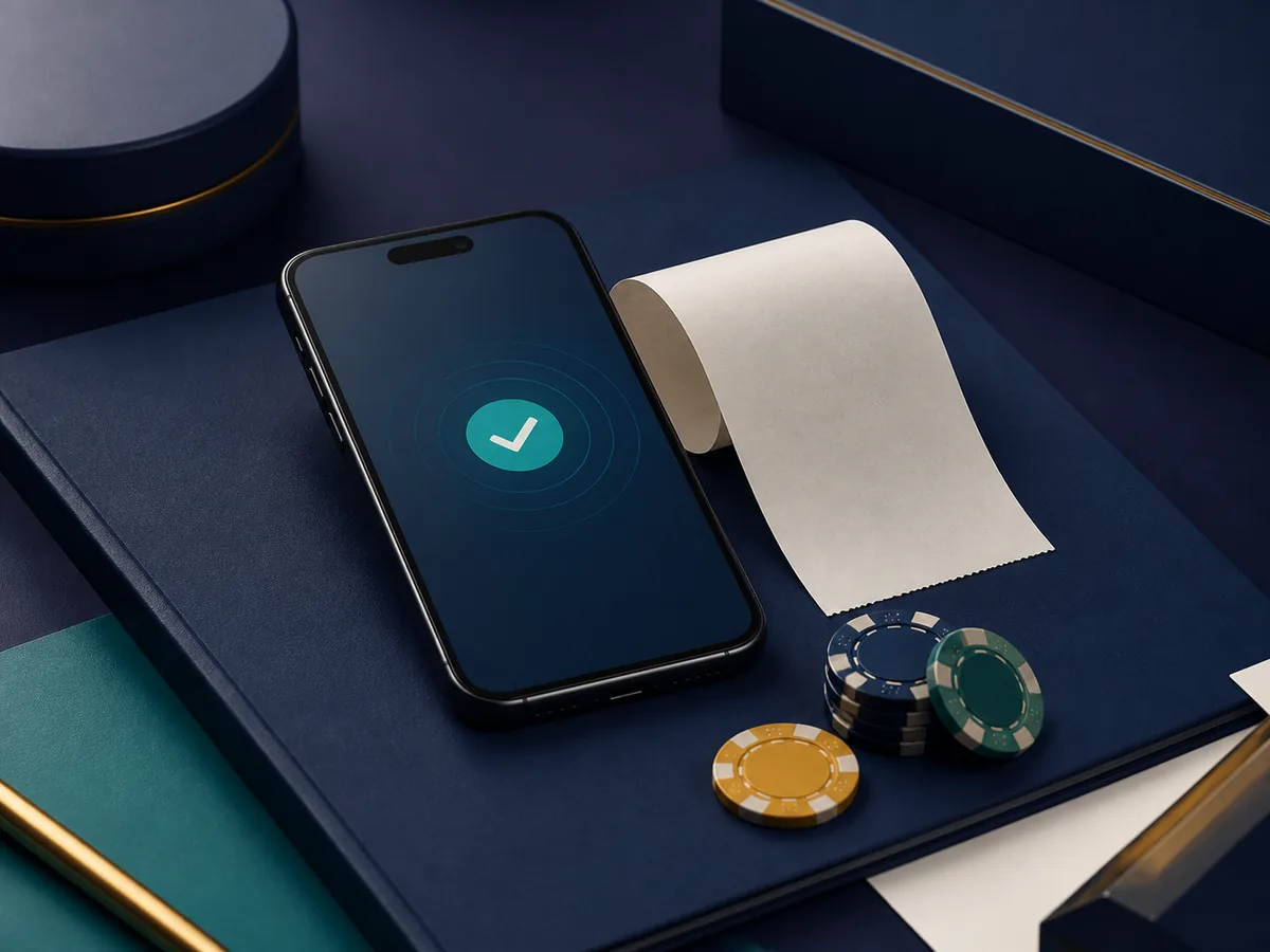 Celular e comprovante abstrato ilustrando conciliação de pagamento